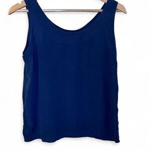 Vintage Autograph 100% Silk Navy Blue Tank Top  Size M Luxury Basics